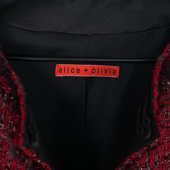 Alice + Olivia Kidman Metallic Tweed Wool Knit Jacket Preppy Old Money Luxury - Picture 6 of 12